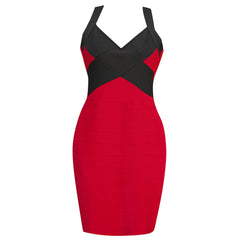 Vestido mini de rayas con cuello halter, sin mangas, HB78820