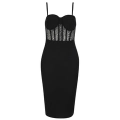 Vestido midi de encaje sin mangas con tirantes HB7883