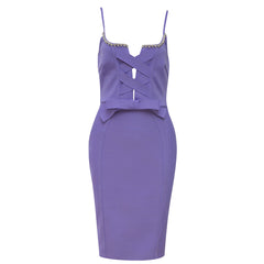 Vestido midi de tirantes sin mangas con cadena y escote en V HB79040