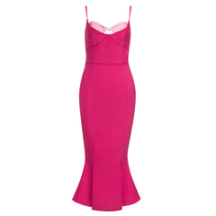 Vestido midi de tirantes sin mangas y cola de pez HB79140