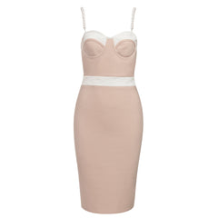 Vestido midi de tirantes, sin mangas y con cuentas HB79210