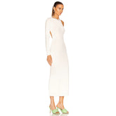 Vestido midi asimétrico de cuello redondo y manga larga HB7922