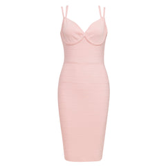 Ärmelloses Midi-Bandagekleid mit Riemchen und Streifen HB79230