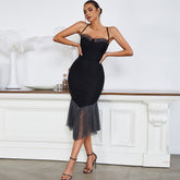 Ärmelloses Midi-Bandagekleid mit Riemchen und Plissee HB79270