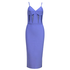 Vestido midi de malla con tirantes, sin mangas y estilo vendaje HB79290