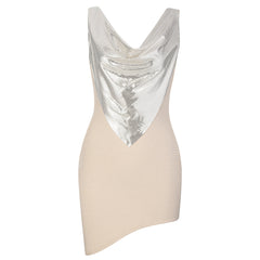 Vestido mini de vendaje con volantes, sin mangas y cuello en V HB7947