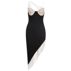 Vestido midi de encaje sin mangas con tirantes HB79520