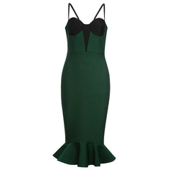 Vestido midi de tirantes sin mangas y cola de pez HB79530