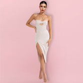 Ärmelloses Midi-Bodycon-Kleid mit Riemchen und Spitze HI1313