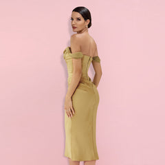 Vestido ajustado midi sin mangas con tirantes y fruncido HI1322
