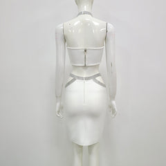 Conjunto de vendaje con escote halter, sin mangas y corte HL6268