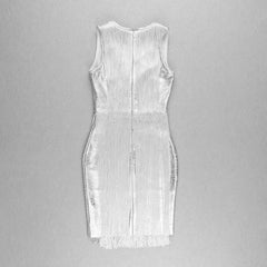 Vestido ajustado con borlas, sin mangas y cuello en V HL6271