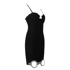 Ärmelloses Mini-Bandagekleid mit Riemchen und Strass