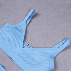 Conjunto de vendaje a rayas sin mangas con tiras