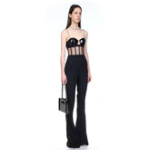 Strappy Sleeveless Mesh Bandage Jumpsuit