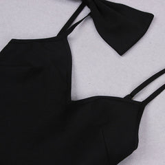 Vestido midi de tiras sin mangas con lazo