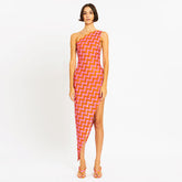 One Shoulder Sleeveless Ripple Maxi Bandage Dress