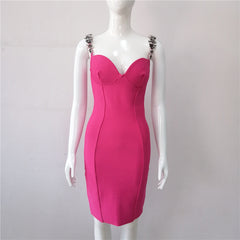 Vestido midi de tirantes sin mangas con cristales HL8881