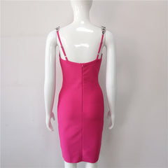 Vestido midi de tirantes sin mangas con cristales HL8881