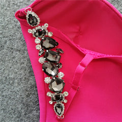 Vestido midi de tirantes sin mangas con cristales HL8881