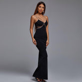 Strappy Sleeveless Maxi Drill Chain Bandage Dress HL8914