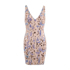 Ärmelloses Mini-Bodycon-Kleid mit Trägern und Pailletten HT2465