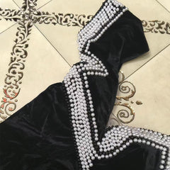 Vestido maxi ajustado con cuentas, sin mangas y un solo hombro HT2622