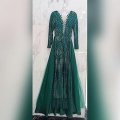 Maxi-Bodycon-Kleid mit Rundhalsausschnitt, langen Ärmeln und Pailletten HT2667