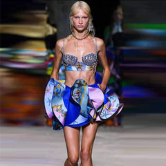 Conjunto ajustado con lentejuelas y sin mangas con tirantes