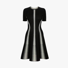 Mini-Bodycon-Kleid mit Rundhalsausschnitt, kurzen Ärmeln, gestreift, HT2685