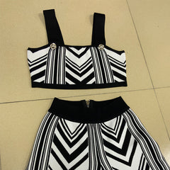 Conjunto ajustado a rayas sin mangas con tirantes