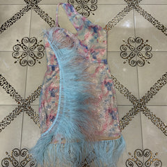 Ärmelloses Mini-Bodycon-Kleid mit einer Schulter und Pailletten HT2723