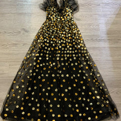 Neckholder-Ärmelloses Maxi-Bodycon-Kleid mit Rüschen HT2764