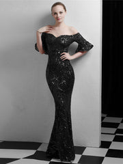 Vestido de noche de fiesta largo y ajustado estilo cortesano