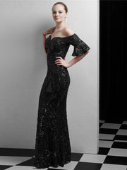 Vestido de noche de fiesta largo y ajustado estilo cortesano