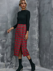Trendy Plaid Hip Skirt