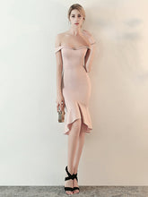 Vestido de noche sexy de un solo hombro y largo medio