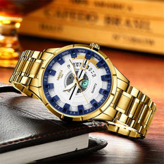 Men Wrist Watch Solid Stainless Steel Strap Quartz Waterproof Wristwatch