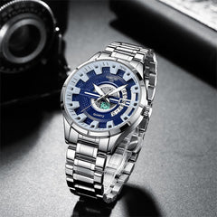Men Wrist Watch Solid Stainless Steel Strap Quartz Waterproof Wristwatch