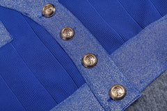 V-Neck Bandage Two-Piece Suits in Blue