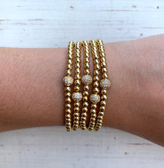 Metallic Stackables - Pavé-Fassung Gold 4mm