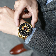 Men's Professional Quartz Watch with Stainless-Steel-Plated Strap, Gold