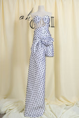 Weißes trägerloses Mini-Bodycon-Kleid aus Netzstoff