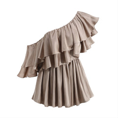 Bodycon-Jumpsuit mit One-Shoulder-Träger und kurzen Ärmeln und Rüschen