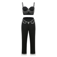 Conjunto ajustado con cadena de taladro sin mangas y tirantes