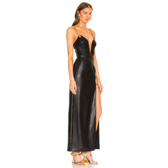 Ärmelloses Maxi-Bodycon-Kleid mit Riemchen und Kette