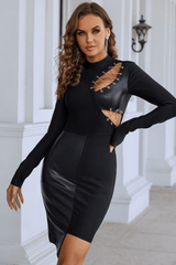 Vestido de vendaje de manga larga con corte Pixie