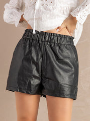 Ledershorts mit hoher Taille
