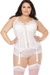 Spitzenbustier mit Strumpfbändern | Übergröße
