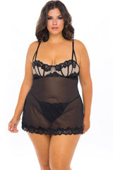 Conjunto de babydoll con encaje